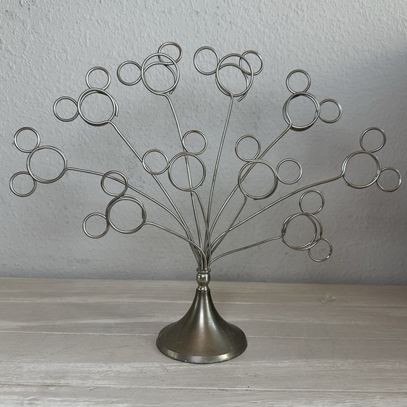 The Unbranded Brand Other - 10 Loop Mickey Mouse Ears Silver Tone Metal Wire Photo Tree Photo Holder‎ HTF